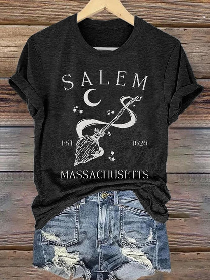 Women's Salem Massachusetts Halloween Print T-Shirt