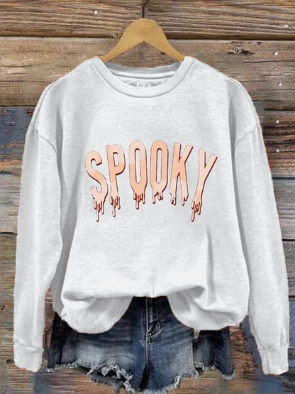 Women's Retro Halloween Creepy Cute Spooky Printed Sweatshirt