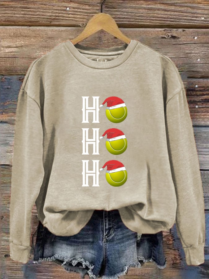 Women's Tennis Christmas "HO,HO,HO" Printed Sweatshirt