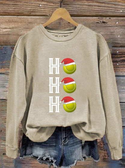 Women's Tennis Christmas "HO,HO,HO" Printed Sweatshirt