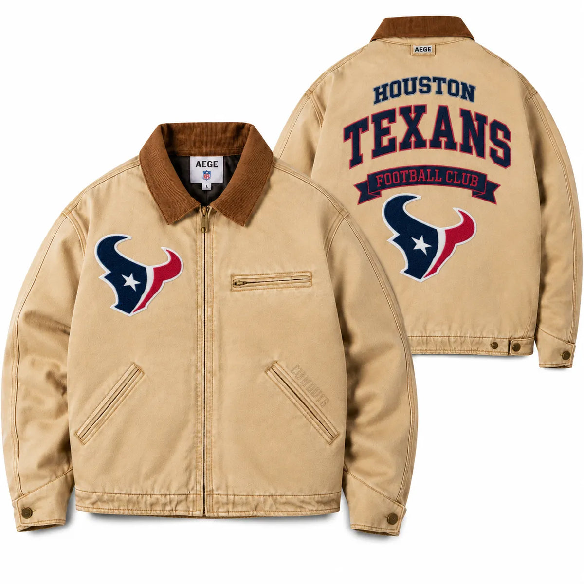 UNISEX HOUSTON TEXANS VINTAGE TAN CANVAS WORKWEAR JACKET | AEGE