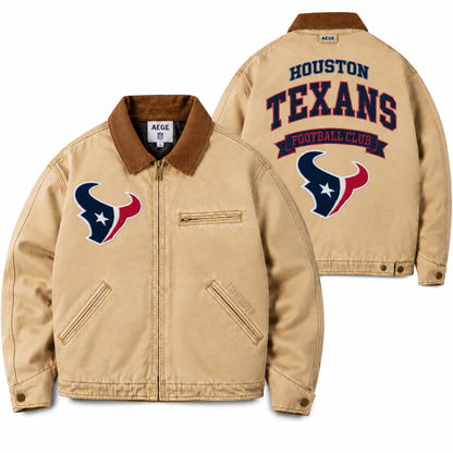 UNISEX HOUSTON TEXANS VINTAGE TAN CANVAS WORKWEAR JACKET | AEGE