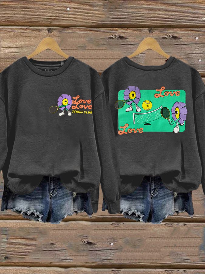 women's love love tennis clus sweatshirt