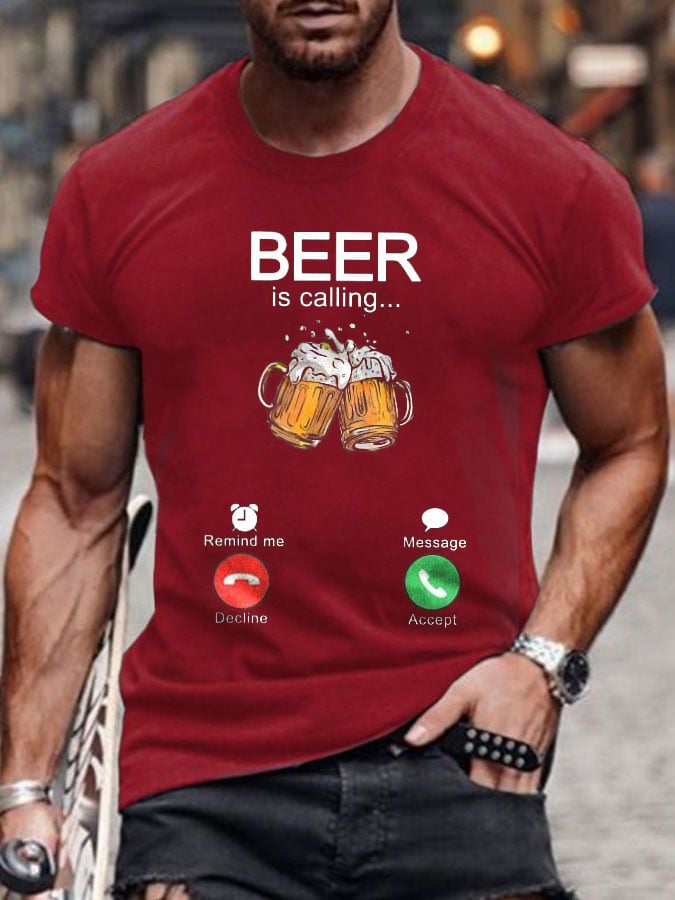 Men's Oktoberfest Beer Printed 100% Cotton Short Sleeve T-Shirt