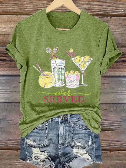 Women's Funny Tennis  Tennis Drinks  Print T-Shirt