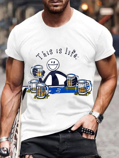 Men's Oktoberfest Beer Printed  Short Sleeve T-Shirt