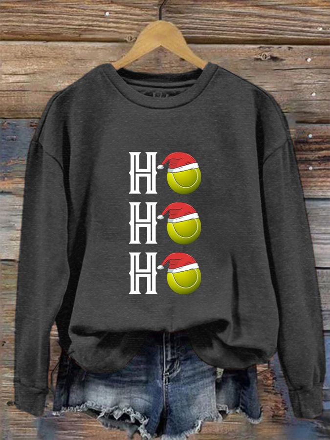 Women's Tennis Christmas "HO,HO,HO" Printed Sweatshirt