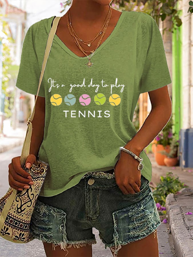 Women's It'S A Good Day To Play Tennis T-Shirt