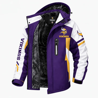 AEGE MINNESOTA VIKINGS TEAM LOGO FOOTBALL GRAPHIC FLEECE LINED HOODED JACKET