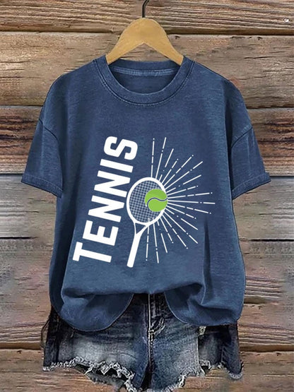 Women's Tennis Printed Round-Neck Casual T-Shirt