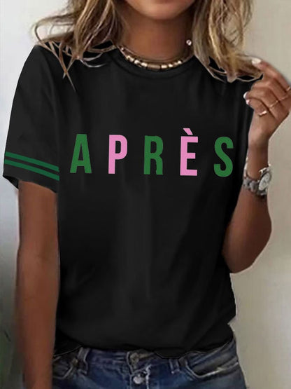 Women's Tennis Printed Round-Neck Casual T-Shirt