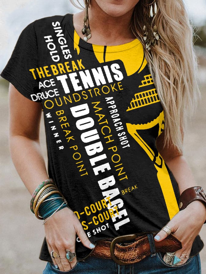 Women's Tennis  Print Crew-Neck Floral T-shirt