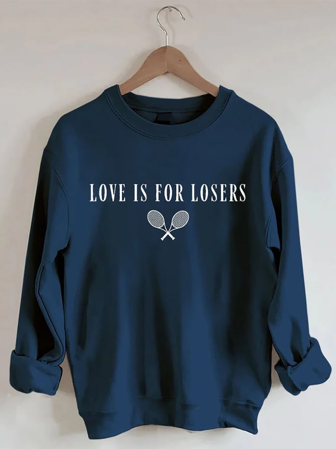 Women's Love Is For Losers Tennis Print Crewneck Sweatshirt