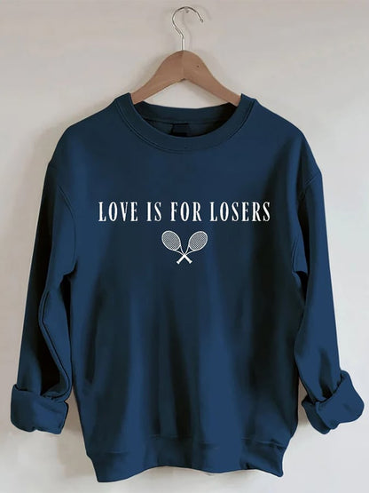 Women's Love Is For Losers Tennis Print Crewneck Sweatshirt