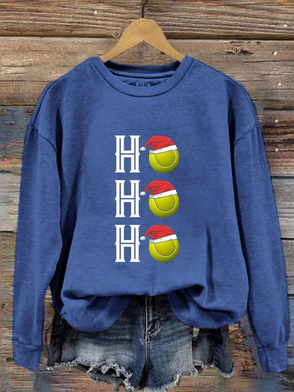 Women's Tennis Christmas "HO,HO,HO" Printed Sweatshirt