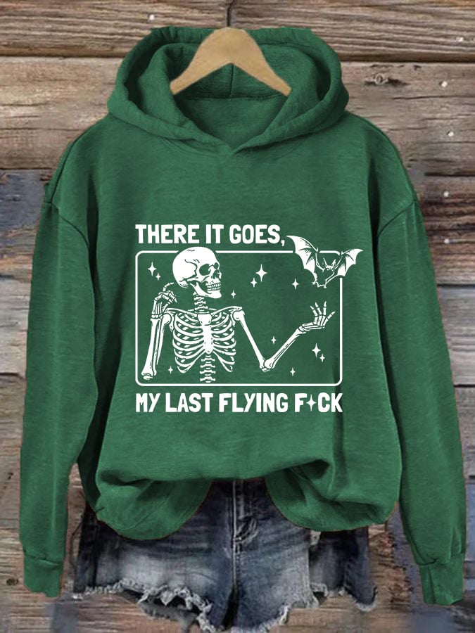 Women's Halloween There It Goes My Last Flying F*ck  Casual Hooded Sweatshirt