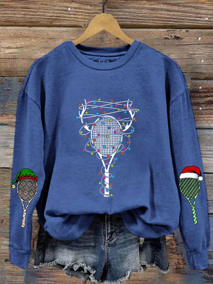 Women's Christmas Tennis Racket Printed Casual Sweatshirt