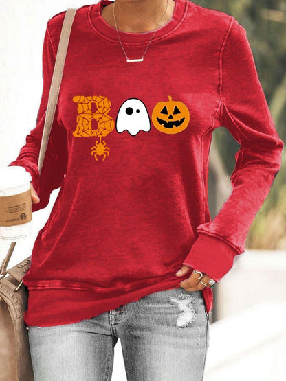 Women's Halloween Boo Printed Sweatshirt