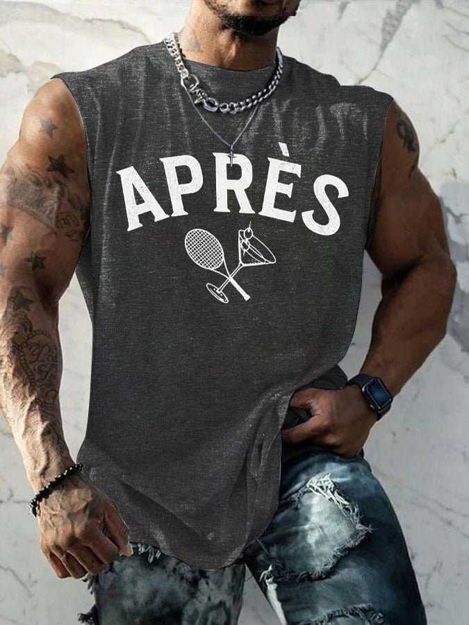 Men's Apres Tennis Printed Casual Tank Top