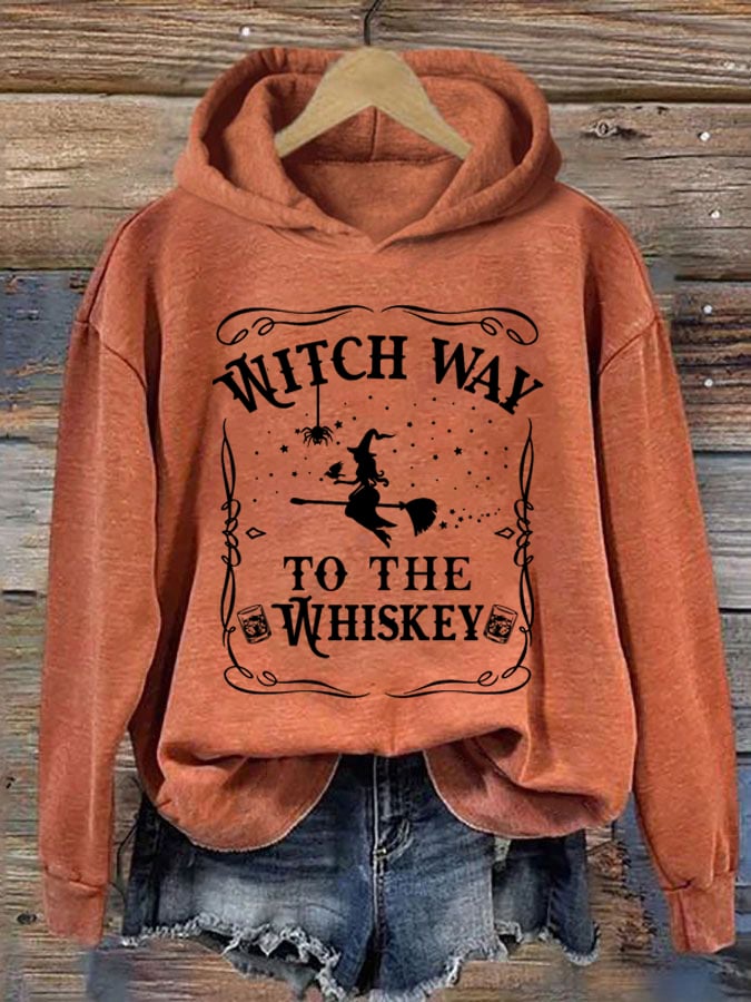 Women's Halloween Witch Way To The Whiskey Hoodie