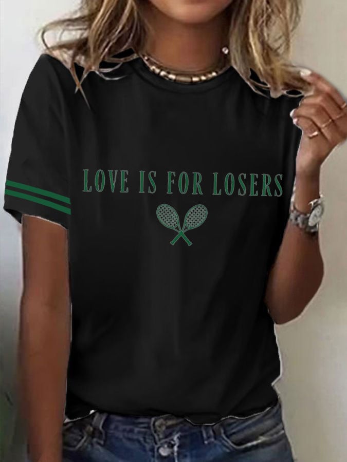 Women's Tennis Printed Round-Neck Casual T-Shirt