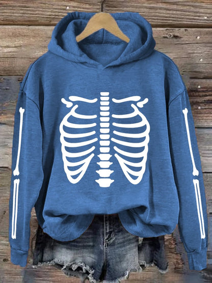 Women's Halloween Skeleton Bones Casual Hoodie