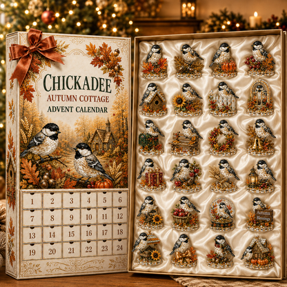 24-Day Chickadee Advent Calendar | Autumn & Winter Cottage Collectible Gift