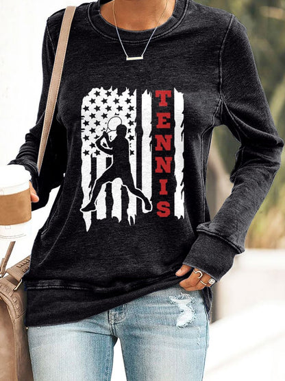 Women'S Tennis Flag Printed Sweatshirt