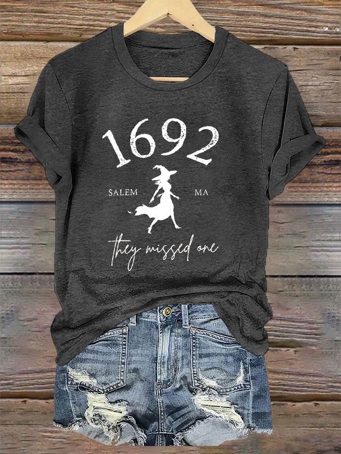 Women's 1692 They Missed One Salem Witch Printed T-Shirt