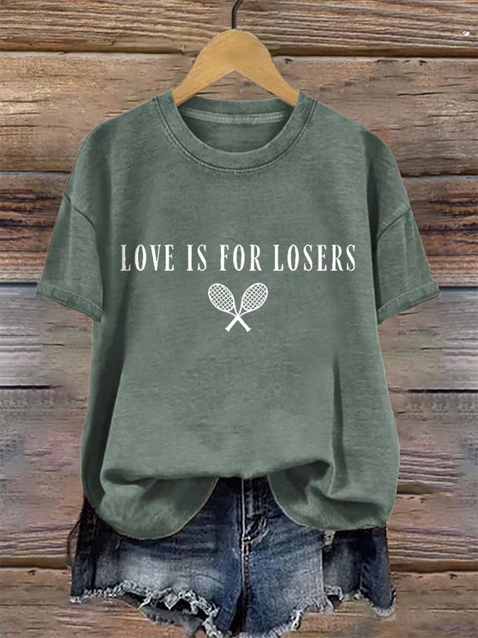 Women's Love Is For Losers Tennis Print T-Shirt
