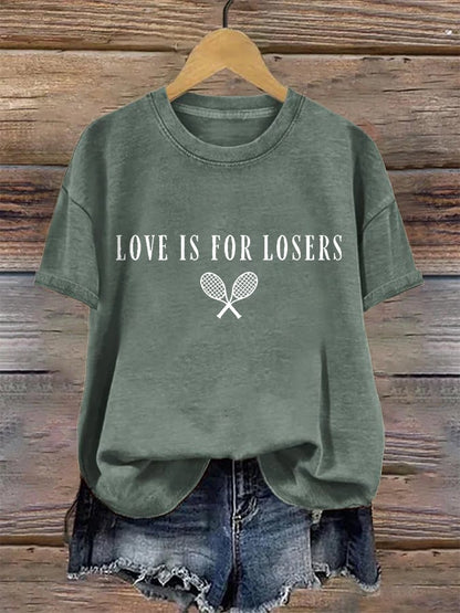 Women's Love Is For Losers Tennis Print T-Shirt