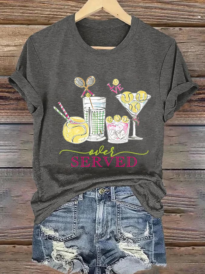 Women's Funny Tennis  Tennis Drinks  Print T-Shirt