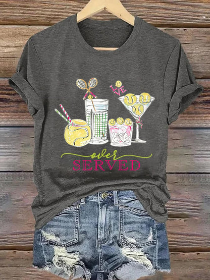 Women's Funny Tennis  Tennis Drinks  Print T-Shirt