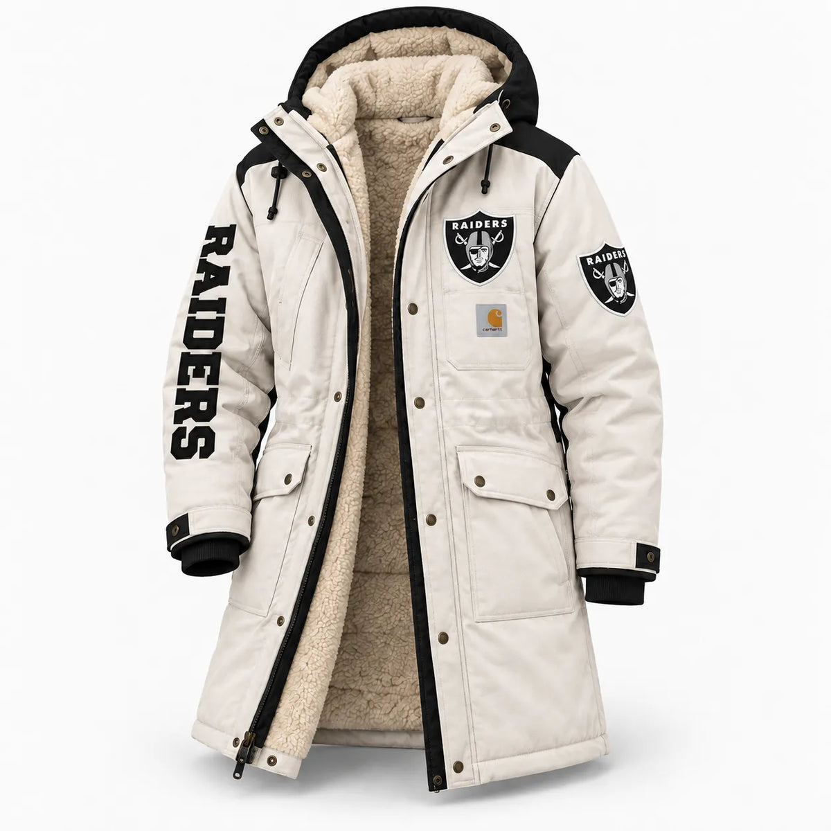 LAS VEGAS RAIDERS UNISEX SHERPA-LINED LONG WINTER PARKA JACKET