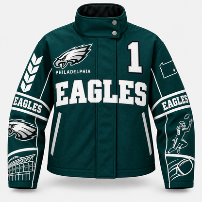 PHILADELPHIA EAGLES TEAM LOGO FOOTBALL GRAPHIC STAND COLLAR JACKET