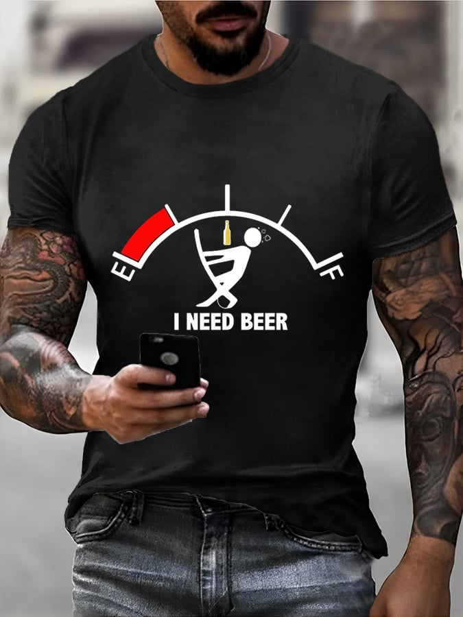 Men's Oktoberfest Beer Printed  Short Sleeve T-Shirt