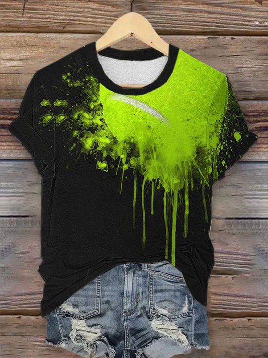 Women's Watercolor Tennis Print T-Shirt