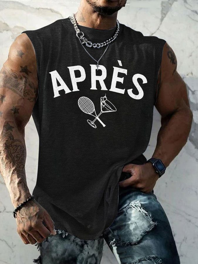 Men's Apres Tennis Printed Casual Tank Top