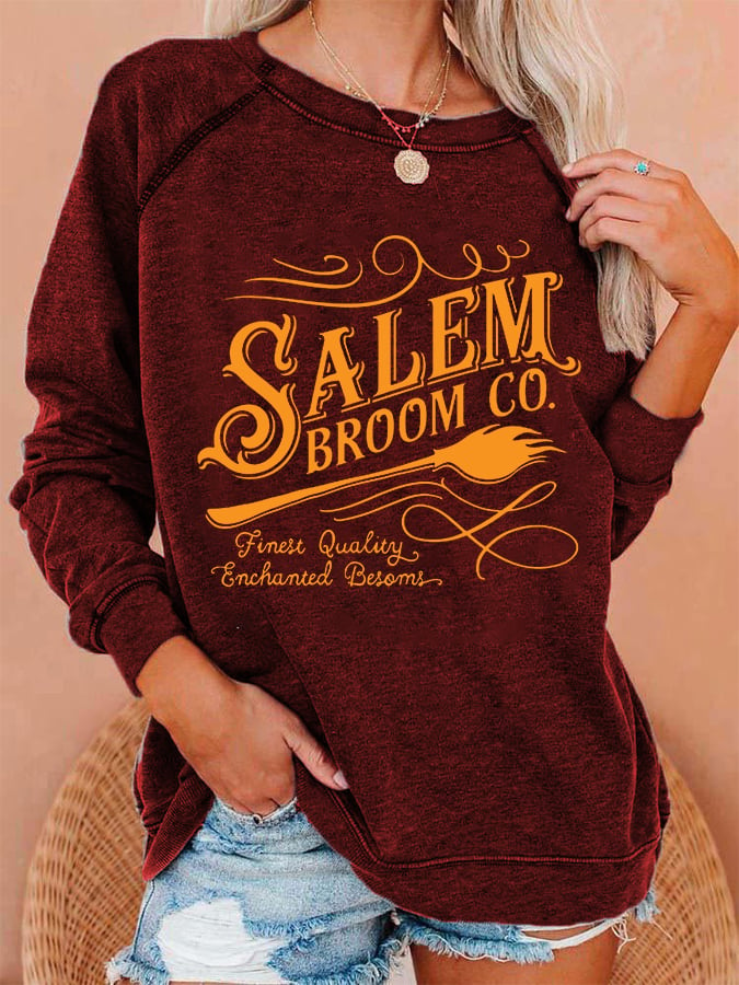 Women's Halloween Salem Broom Co. Casual Sweatshirt