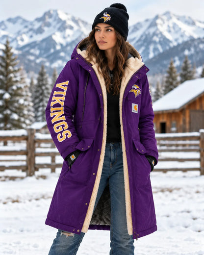 MINNESOTA VIKINGS UNISEX SHERPA LINED LONG WINTER PARKA JACKET