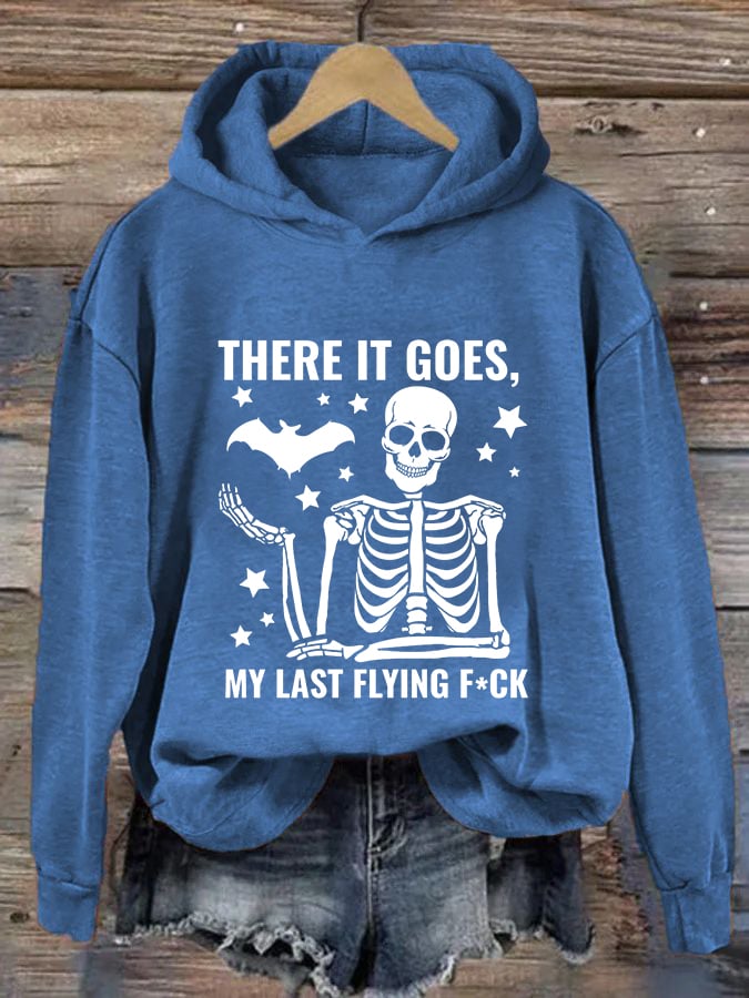 Women's Halloween There It Goes My Last Flying F*ck Print Casual Hooded Sweatshirt