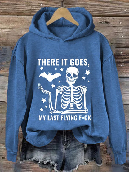 Women's Halloween There It Goes My Last Flying F*ck Print Casual Hooded Sweatshirt