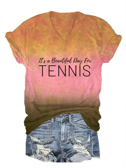 Women's It's a beautiful day for tennis v-neck T-shirt