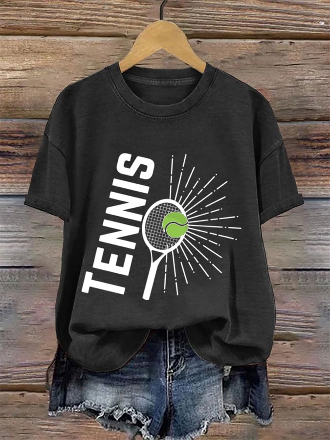 Women's Tennis Printed Round-Neck Casual T-Shirt