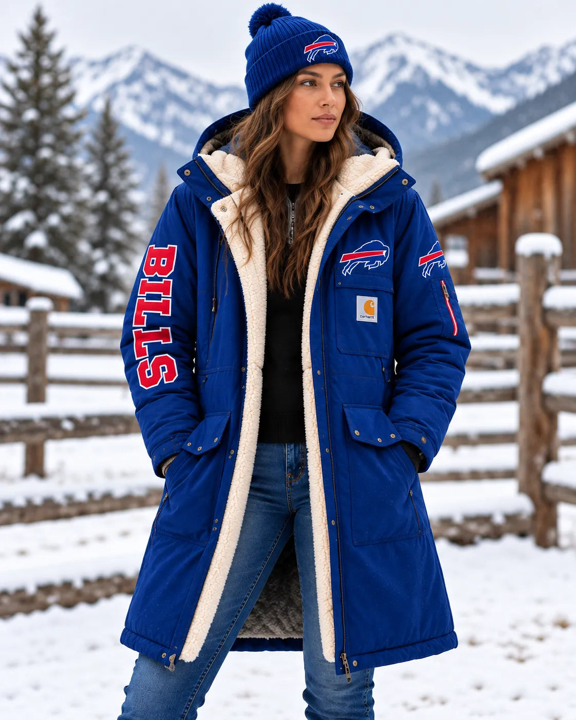 BUFFALO BILLS UNISEX SHERPA-LINED LONG WINTER PARKA JACKET