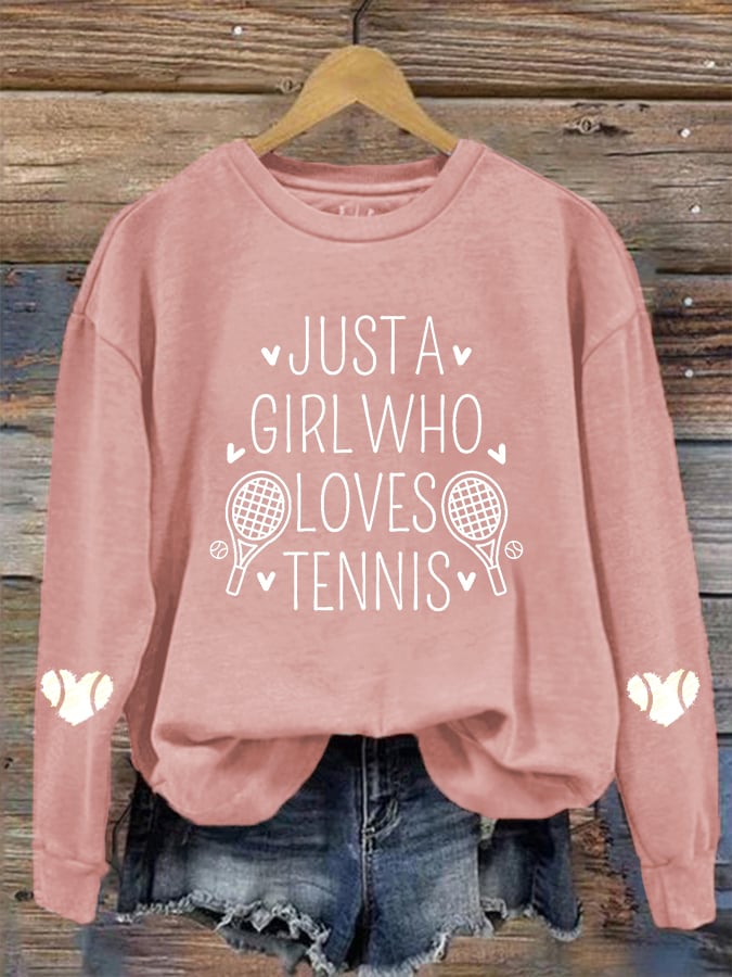 Women's "Just A Girl Who Loves Tennis" printed sweatshirt