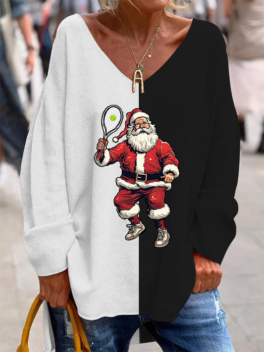 Women's African American Santa Printed Sweater
