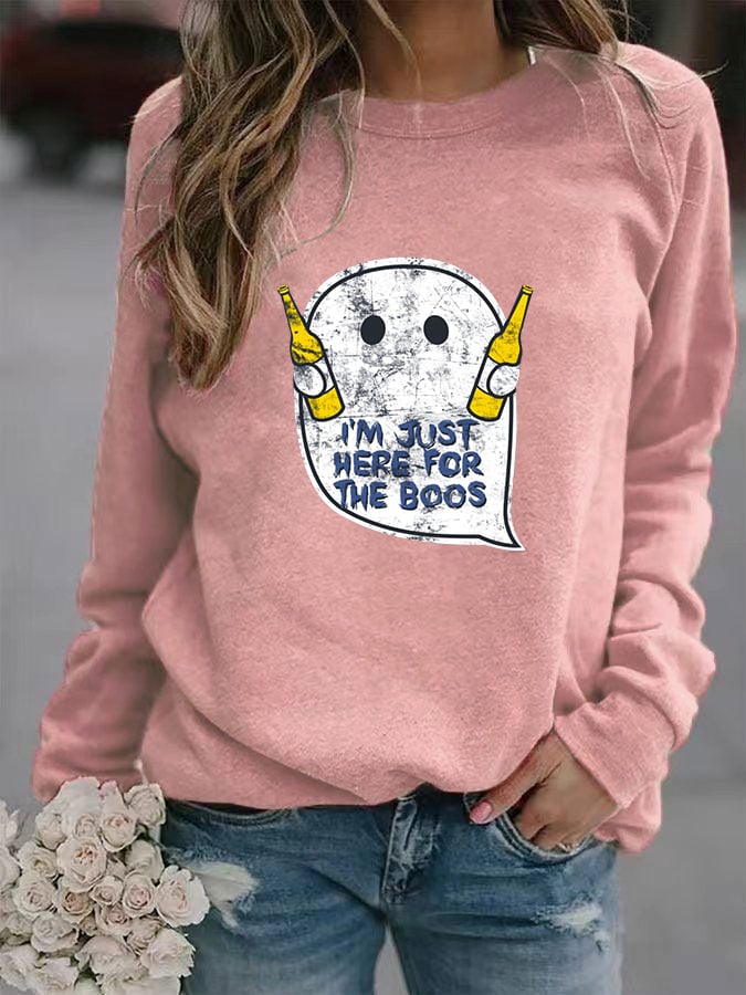 Women's "I'm just here for the boos" printed casual sweatshirt