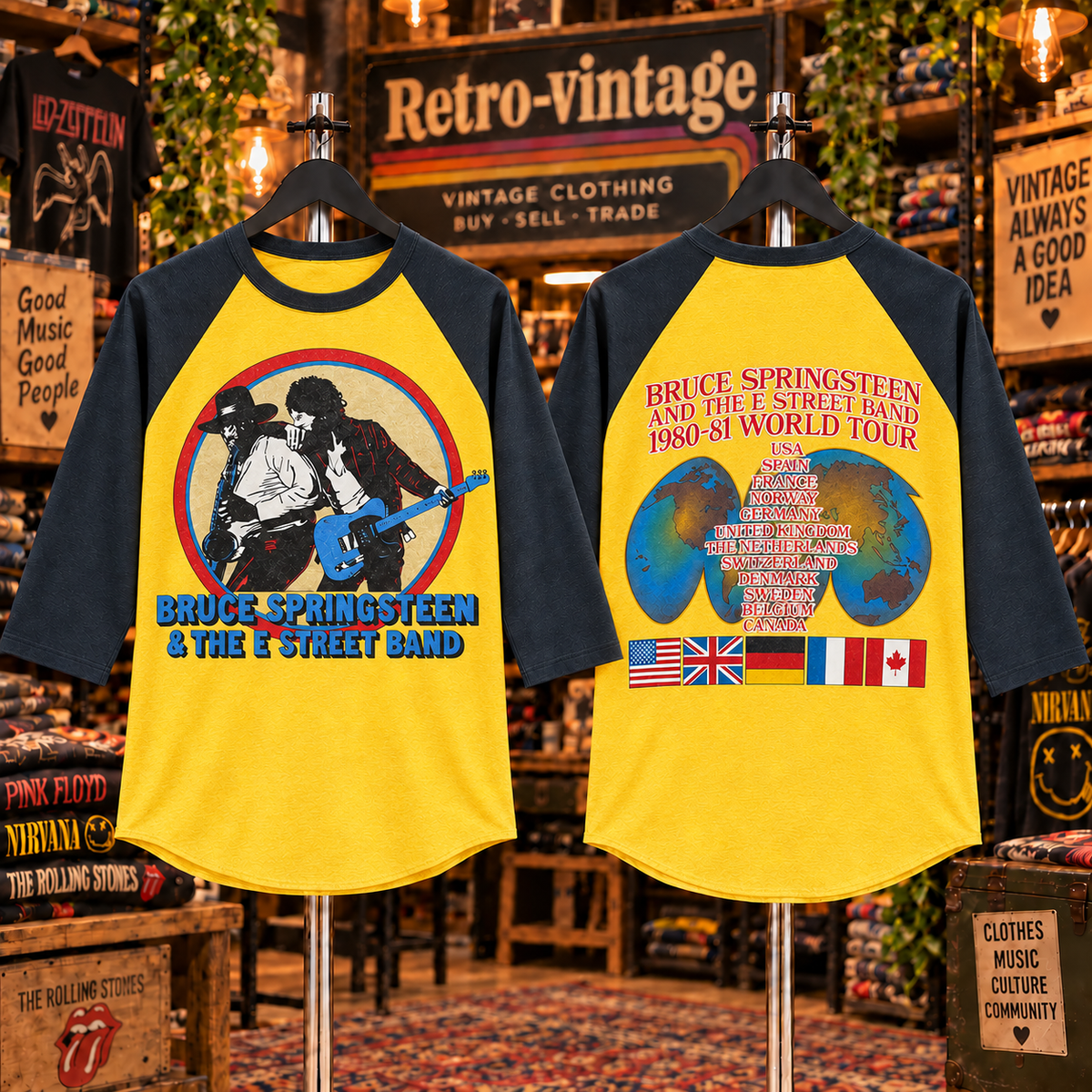 Bruce Springsteen & The E Street Band 1980–81 World Tour Vintage Raglan Tee