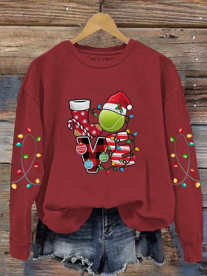 Women's Christmas Tennis Lovers Printed Casual Sweatshirts